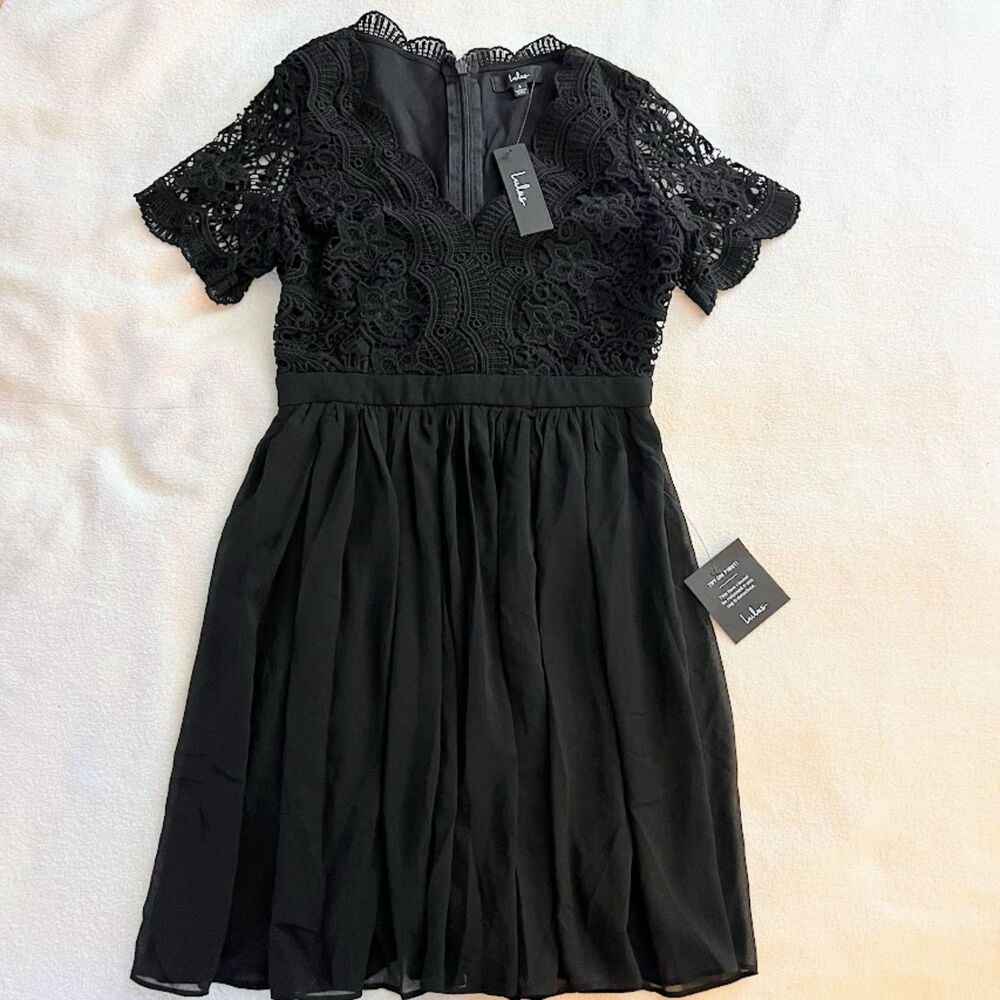 NWT Lulus Dress Small Black Lace Angel in Disguise LBD Goth Whimsygoth Lace